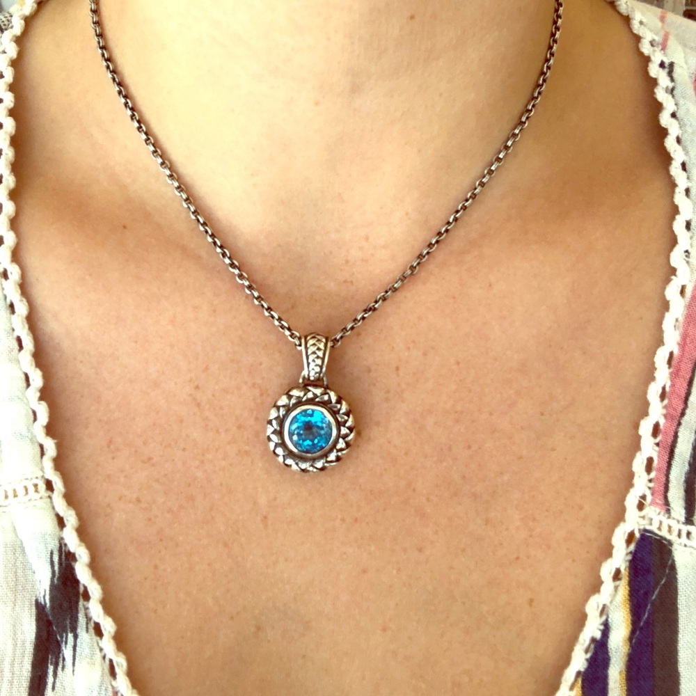 Scott Kay blue topaz locket pendant and chain